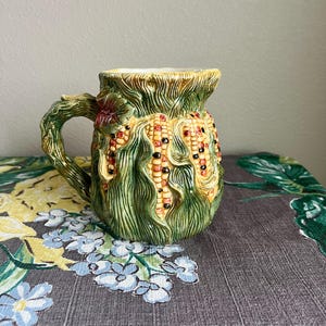 Vintage Majolica Ceramic Corn Pitcher