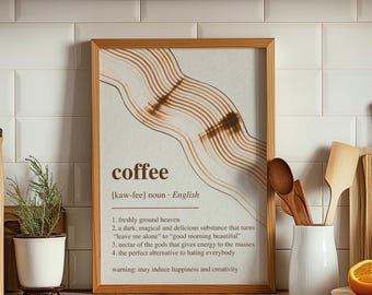 Coffee Definition Art Print, Trendy Kitchen Decor (Digital Download)