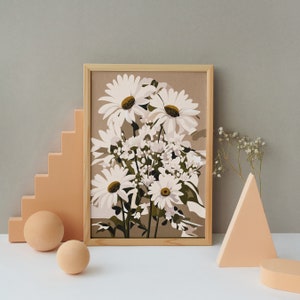 Dreamy Daisy Illustration Printable Poster, Neutral Art Print, Daisy