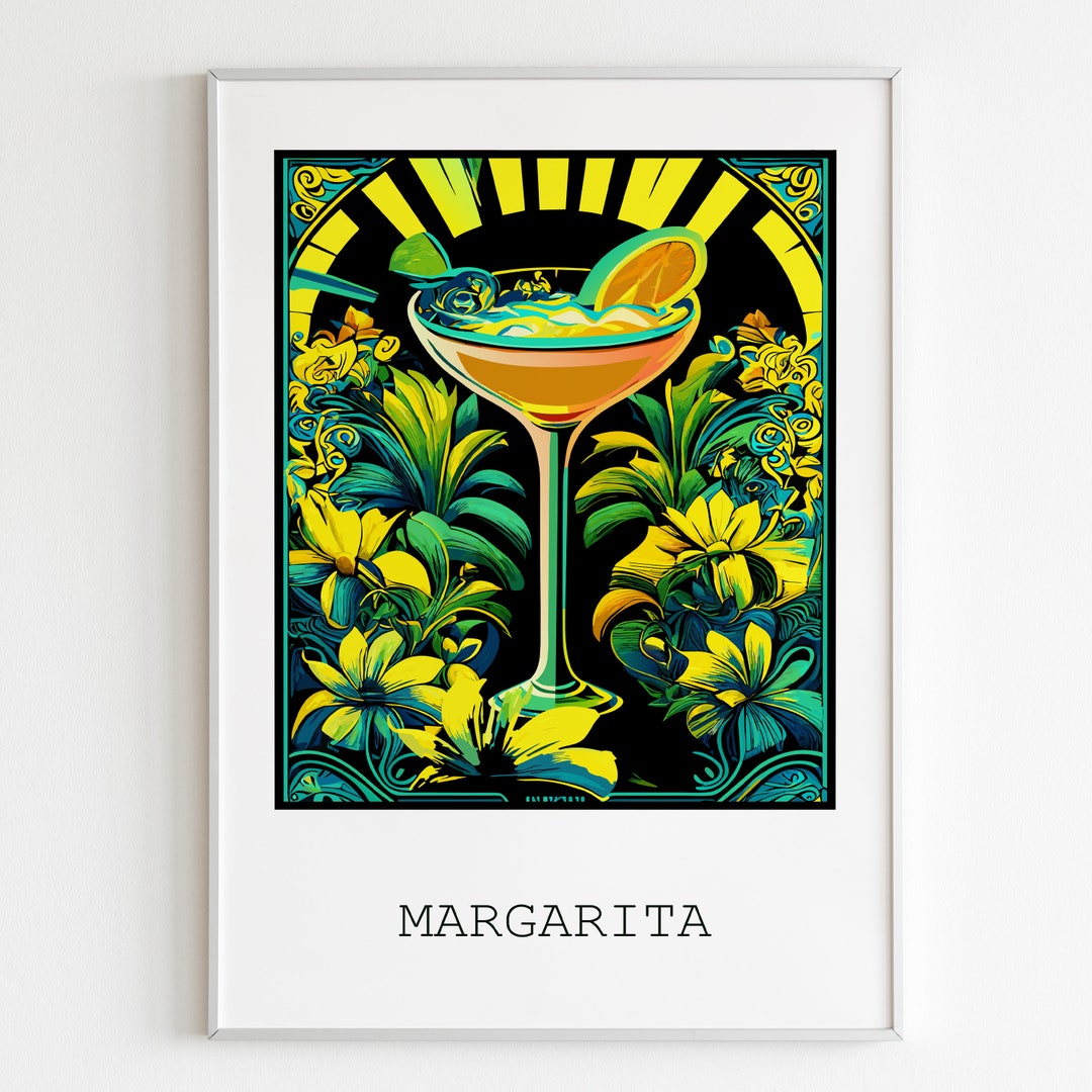 Margarita Cocktail Printable Poster, Margarita Illustration, Vibrant