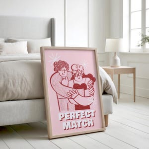 Perfect Match Printable Poster, Valentine Decor, Cute Valentines Day Print, Trendy Wall Art, Aesthetic Apartment Decor, Perfect Match Print