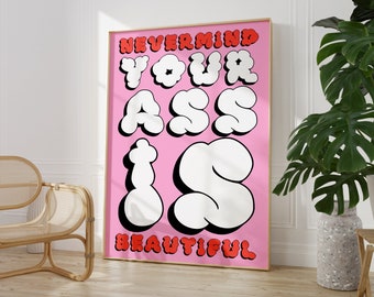 Funny Bathroom Art Print, Maximalist Living Room Decor (Digital Download)