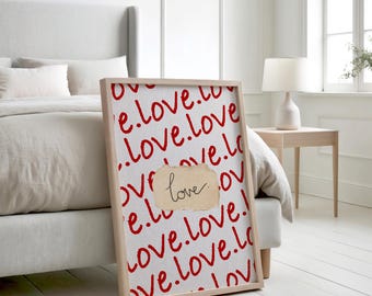 Love Quotes Wall Art, Red Typography Print (Digital Download)