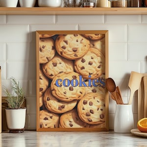 Cookies Poster, Biscuit Lover Unique Gift, Chocolate Chip Cookie Art, Funny Kitchen Prints, Cute Cookies American Food Print, Kitchen Decor