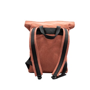 AGORA Red-Black Canvas & Black Leather Backpack, Adjustable Unisex Backpack, Laptop Rucksack Bag, Christmas gift, Aesthetic Large Travel Bag image 6