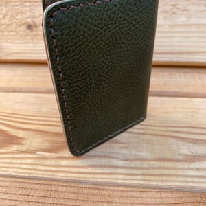 Handmade Stylish card leather wallet Green & Brown image 5