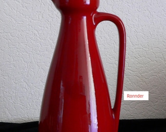 Dark red lava ceramic jug by Wächterbach - from the 1960s - signature 0272