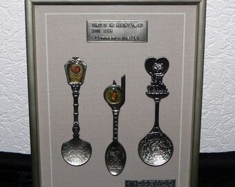 1988 Seoul Olympic Games - Commemorative Framed Teaspoon Set - Vintage -