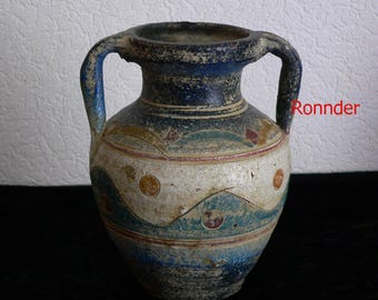 Old ceramic vase amphora in Mediterranean style -