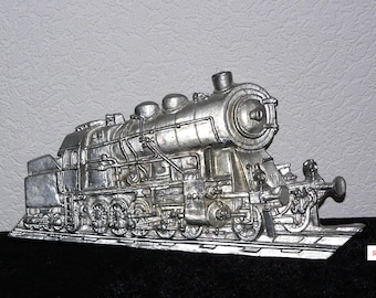 Relief wall plate - locomotive made of lead - weight over 2 kg -
