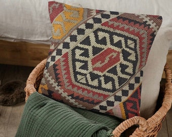 Serape Abstract Double Sided Ethnic Cushion Cover, Beautiful Fabric Vintage Design 18x18 inches (45x45 cm) FREE SHIPPING