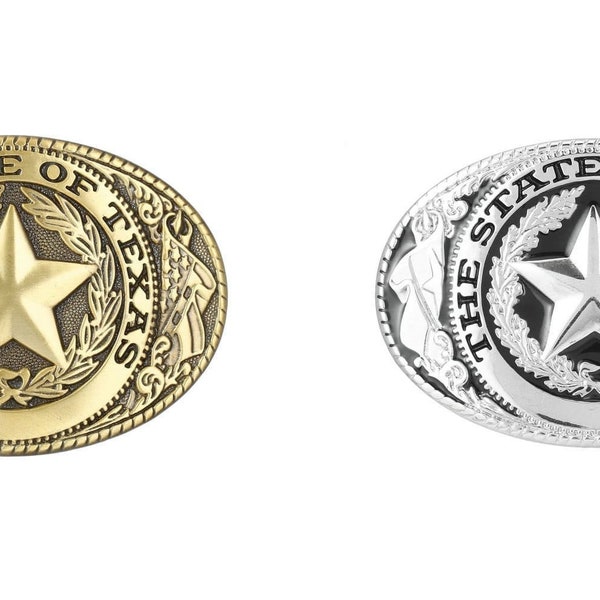 ORO/PLATA El estado de Texas Sheriff Star Belt Buckle - hombres mujeres vaquero vaquera rodeo occidental metal suroeste hebilla