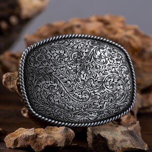 Engraved Venetian Floral Belt Buckle