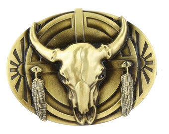 Bronze Taurus Belt Buckle - mens womens cowboy cowgirl western rodeo metal southwestern buckle wedding accessory