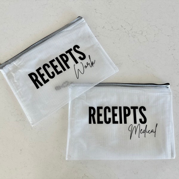 Receipt Organizer Pouch Set | Receipt Holder Bags for Work and Medical Receipts | Organized Home Office, Small Business, Entrepreneurs