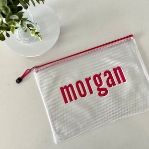 Personalized Zippered Wet Dry Pool Bag // lowercase font
