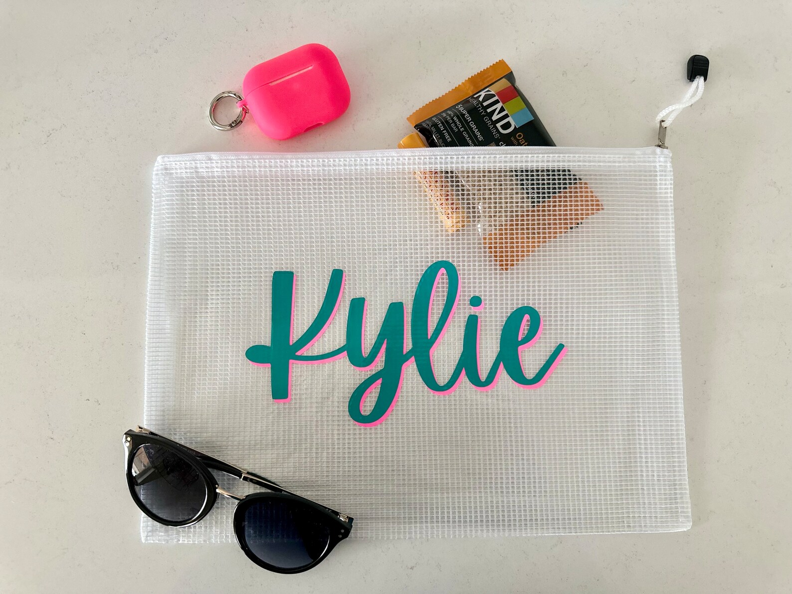 Personalized Zippered Wet Dry Pool Bag // Cursive Font - Etsy
