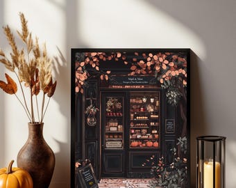 Chocolate Shop Art Print | Autumn Decor | Fall Fantasy Printable | Digital Download | Bookish and Film Wall Art