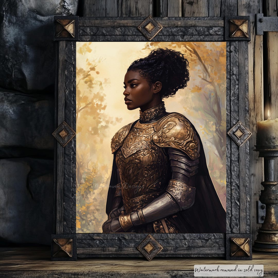Female Warrior Digital Print | Medieval Fantasy Knight Art | Strong ...