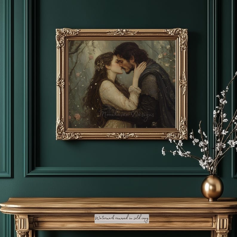 Knight and Maiden Romance Art Print | Fantasy Fairytale (Digital Download) image 4