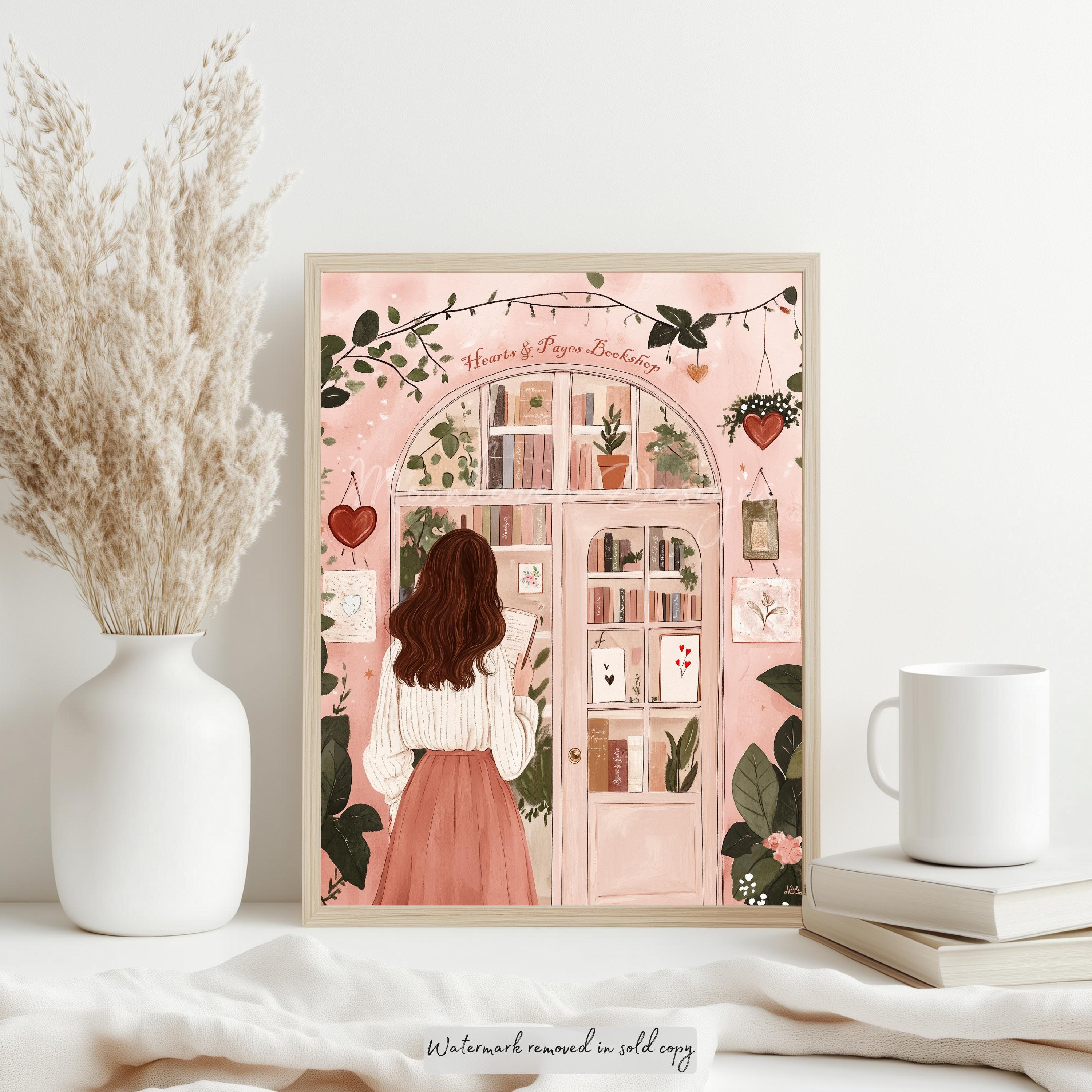 Romantic Spring Reading Nook Art | Bookish Spring Botanical Poster ...