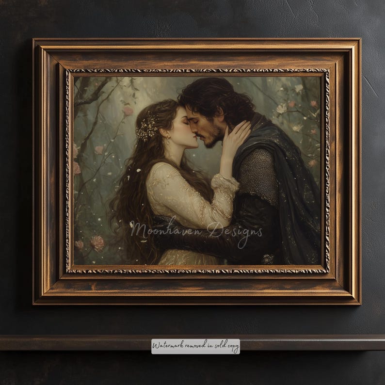 Knight and Maiden Romance Art Print | Fantasy Fairytale (Digital Download) image 2