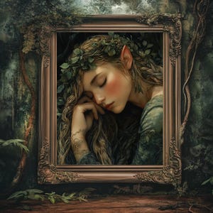 Fantasy Feenkern Print | Magicalcore Cottage Dekor | Verzauberte Elfe Gemälde | Fantasy Feen-Kunst
