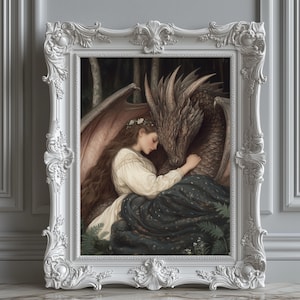 Fantasy Dragon Digital Print | High Fantasy Room Decor | Magical Reading Nook Art | Medieval Dragon Rider