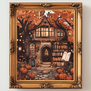 Arte de librería de fantasía / Arte de libros / Decoración de otoño / Imprimible de otoño / Descarga digital / 8x10 y NUEVO 11x14