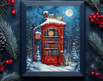 Winter Reading Nook Print | Winter Library Art | Reading Gifts | Winter Reading Decor | Quick and Easy Holiday Gifts | Easy Printable Art