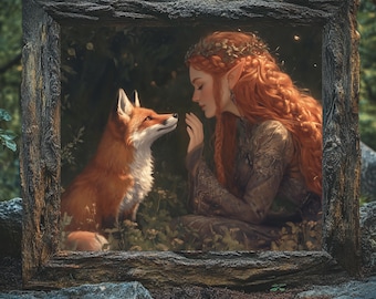 Fairycore Wall Art | Cottagecore Decor | Fantasy Elf Painting | Woodland Art
