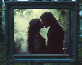 Medieval Romance Digital Print | Fantasy Bookish Art | Knight and Lady Romantasy Print | Renaissance Wall Art