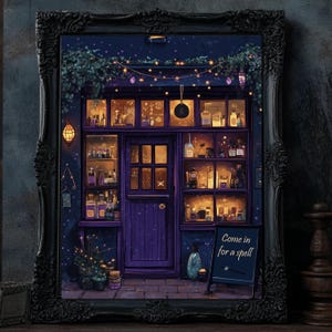 Hexe Dekor | Apotheker Wandkunst | Zauber und Tränke | Magischer Druck | Bücherwurm Fantasy Dekor | Digitaler Download | NEU größere Größen