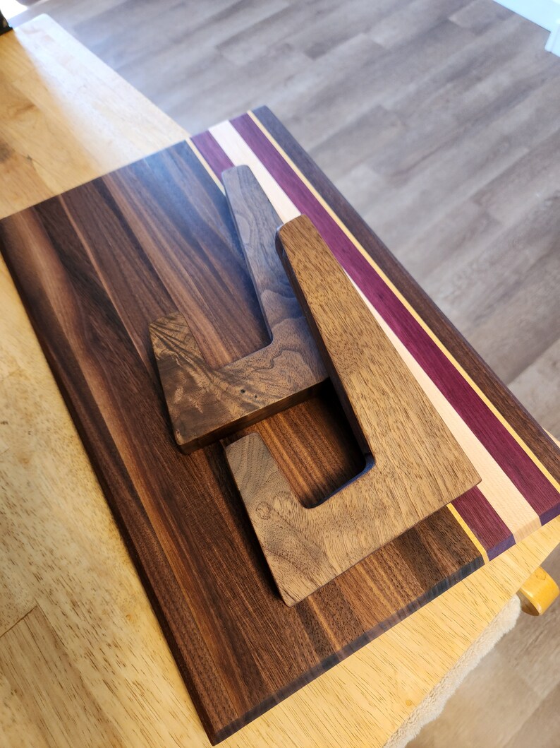 Handmade Walnut Cutting Board Stands. Cutting Board Display Stands