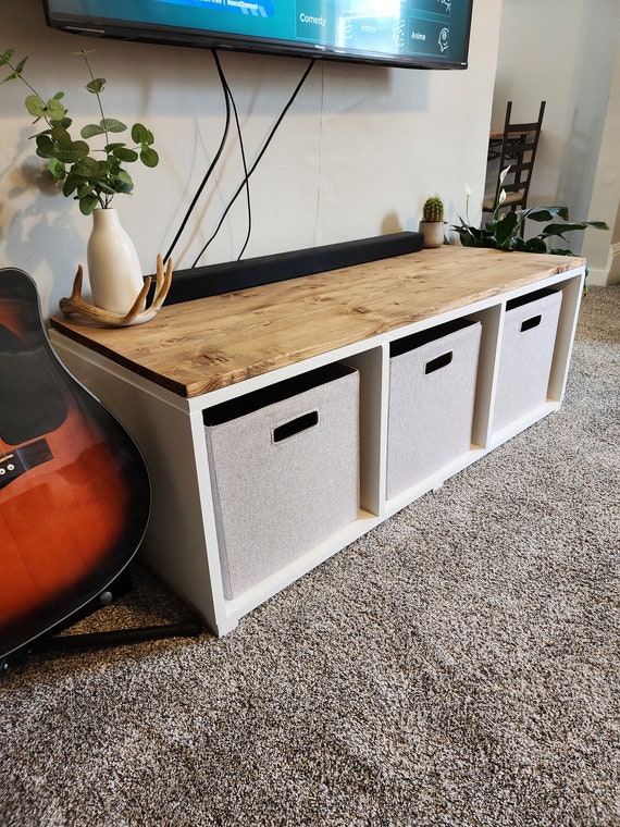 Bench Cube Organizer Plans DIY Farmhouse Entryway Bench Shoe Storage Bench Modern Bench Plans Entertainment Center Plan Basket Storage Etsy