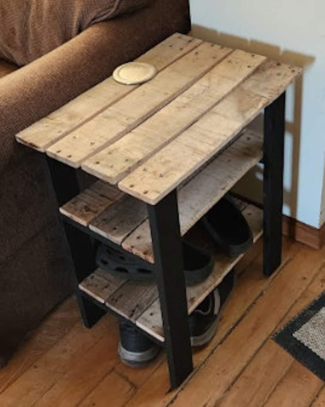 Shoe Rack Side Table Shoe Rack End Table Plans Pallet Wood Rustic DIY Plans Side Table Plans ...