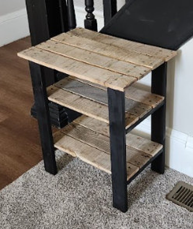 Shoe Rack End Table Build Plans Pallet Wood DIY Rustic Home Furniture