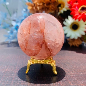 60MM Natural Red Fire Quartz  Metaphysical Meditation Healing stone Sphere Ball