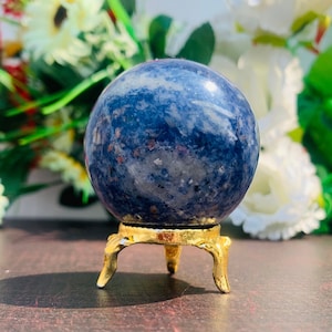 54MM Natural Blue Sodalite Crystal Sphere | HQ stone | Metaphysical healing Power Stone Sphere Ball