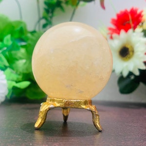 50MM Natural  Honey Calcite Crystal Sphere | HQ stone | Metaphysical Meditation Healing Stone Sphere Ball