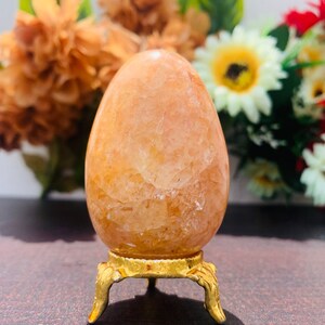 64MM Golden Quartz Stone Handmade Healing Power Stone | Crystal Egg | Metaphysical Meditation Egg