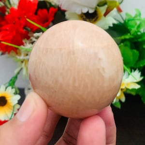 52MM Rare Peach Moonstone Metaphysical Meditation | Crystal Stone Sphere Ball
