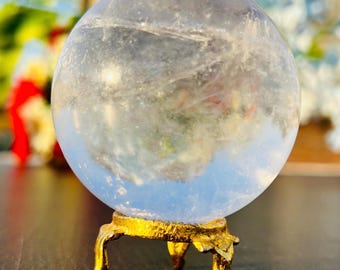 62MM Clear Crystal Quartz Healing Stone Metaphysical Meditation Power Stone Sphere Ball