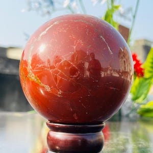 105MM Natural Red Jasper Stone Sphere Ball Metaphysical Healing Power Stone Meditation Sphere ball