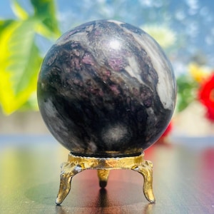 52 MM naturlig rubin fuchsit helande sten handgjord boll | Metafysisk energi helande kristall | Meditation | Avslappning