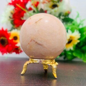 52MM Rare Peach Moonstone Metaphysical Meditation | Crystal Stone Sphere Ball