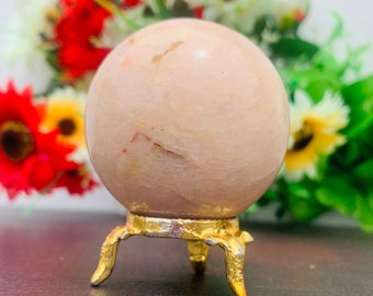 52MM Rare Peach Moonstone Metaphysical Meditation | Crystal Stone Sphere Ball