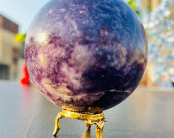 82MM Natural Lavender Lepidolite Sphere Ball - Healing Crystal for Meditation & Metaphysical Energy Work