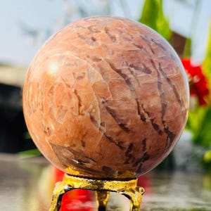 65 MM Pfirsich Mondstein Sphäre: Heilende Kristallkugel