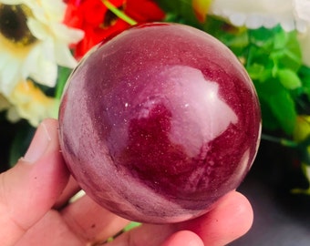 Esfera de jaspe mookaite natural: cristal de alta calidad para meditación y sanación energética (56 mm).